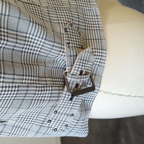 Blank NYC Plaid Double Breasted Moto Jacket Cream Gray M fall streetwear casual - Picture 8 of 12